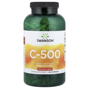 Swanson, C-500, витамин C с шиповником, 400 веганских капсул