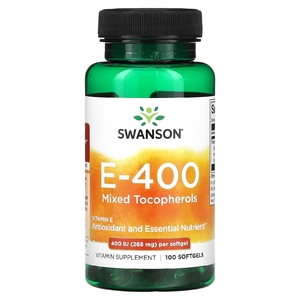 Swanson, E-400, смесь токоферолов, 400 МЕ (268 мг), 100 мягких таблеток