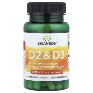 Swanson, витамины D2 и D3, 60 растительных капсул (Товар снят с продажи) 