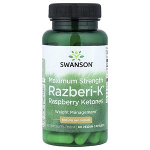 Swanson Vitamins, Razberi-K®, малиновые кетоны, максимальная сила действия, 500 мг, 60 веганских капсул