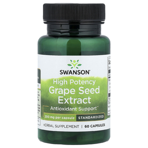 Swanson Vitamins, экстракт виноградных косточек. высокая эффективность, 200 мг, 60 капсул