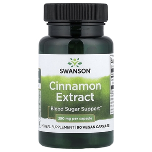 Swanson Vitamins, экстракт корицы, 250 мг, 90 веганских капсул