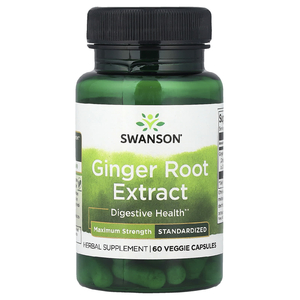 Swanson Vitamins, стандартизованный экстракт корня имбиря, 60 растительных капсул (200 мг в 1 капсуле)