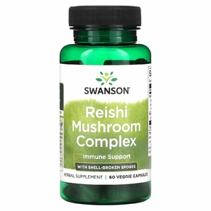 Swanson, Комплекс грибов рейши со спорами, разрушенными панцирем, 60 растительных капсул