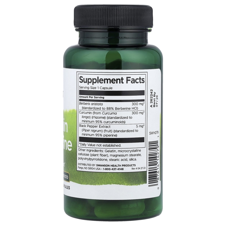 Swanson Vitamins, куркумин и берберин с чёрным перцем, 60 капсул
