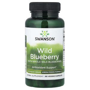 Swanson Vitamins, дикорастущая голубика с цельными ягодами дикой голубики, 250 мг, 90 растительных капсул
