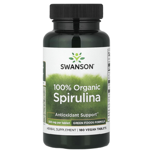 Swanson Vitamins, 100% органическая спирулина, 180 веганских таблеток