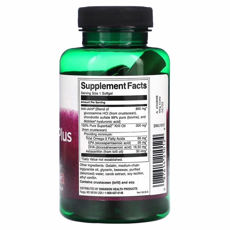 Swanson, Acti-Joint Plus с маслом криля, 60 мягких таблеток (Товар снят с продажи) 