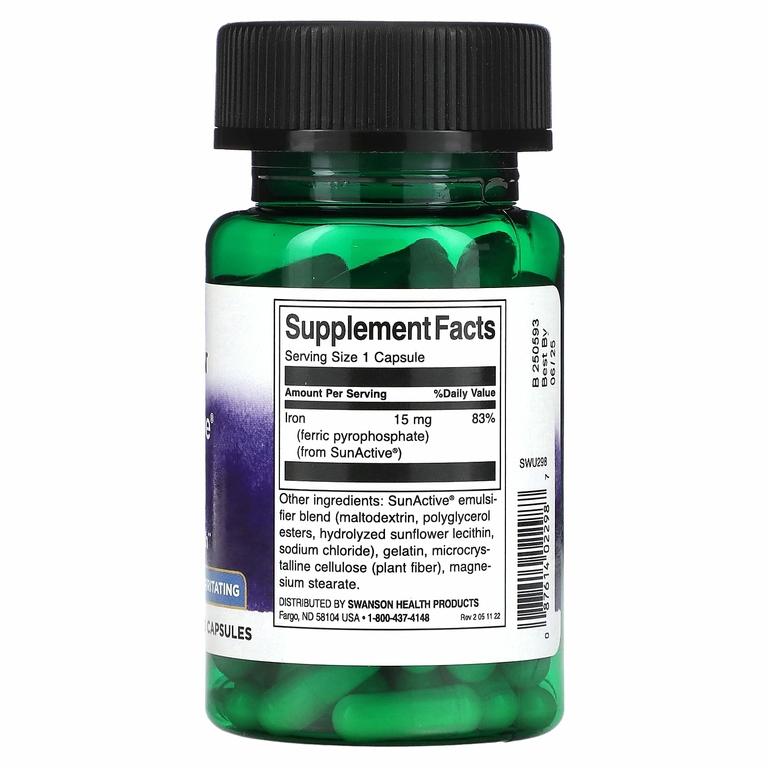 Swanson, SunActive, железо, 15 мг, 90 капсул (Товар снят с продажи) 