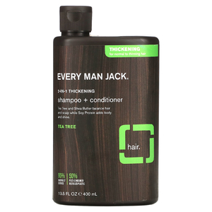 Every Man Jack, 2-в-1, шампунь и кондиционер для густоты волос, для нормальных и тонких волос, чайное дерево, 400 мл (13,5 жидк. унц.)