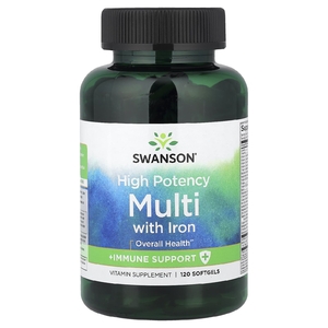 Swanson Vitamins, мультивитамины с железом, высокая эффективность, 120 капсул