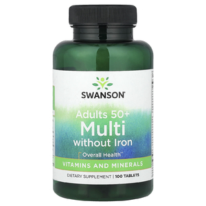 Swanson Vitamins, мультивитамины, без железа, для взрослых старше 50 лет, 100 таблеток