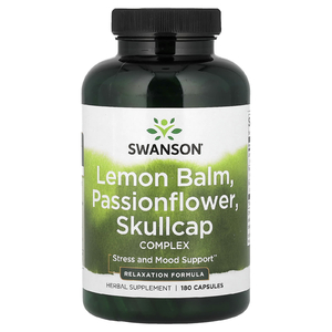 Swanson Vitamins, Мелисса, пассифлора, комплекс для тюбетейки, 180 капсул
