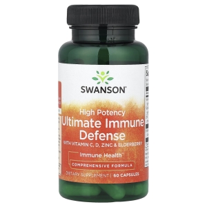 Swanson Vitamins, высокоэффективное средство для укрепления иммунитета с витаминами C, D, цинком и бузиной, 60 капсул (Товар снят с продажи) 