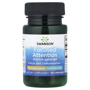 Swanson Vitamins, Focused Attention Alpinia Galanga, без кофеина, 300 мг, 30 капсул