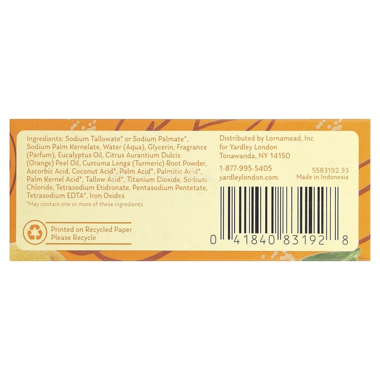 Yardley London, Питательное мыло для ванны, витамин C, 113 г (4 унции)
