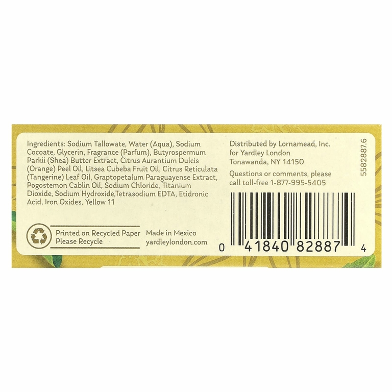 Yardley London, Питательное мыло для ванн, лимонная вербена, 113 г (4 унции)