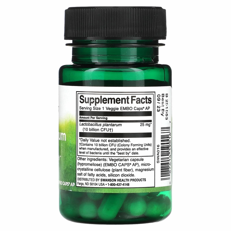 Swanson, Ацидофильные лактобактерии (L. acidophilus), Пробиотик Plantarum, 10 млрд КОЕ, 30 растительных капсул с ЭМО