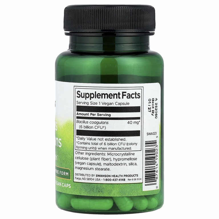 Swanson, Bacillus Coagulans, 6 млрд КОЕ, 60 веганских капсул