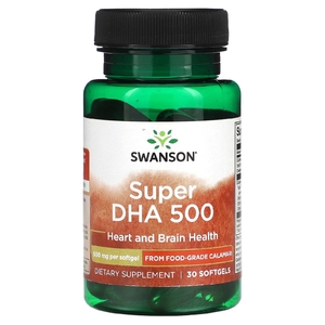Swanson, Super DHA 500, 500 мг, 30 мягких таблеток