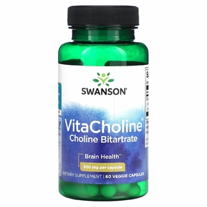 Swanson, VitaCholine битартрат холина, 300 мг, 60 растительных капсул (Товар снят с продажи) 
