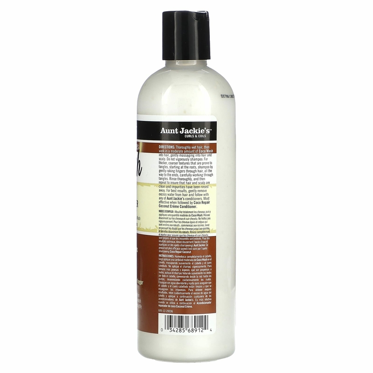 Aunt Jackie's Curls & Coils, Cocoa Wash, кондиционер и очищающее средство с кокосовым молоком, 355 мл (12 жидк.) (Товар снят с продажи) 