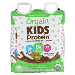 Orgain, Kids Protein, органический питательный коктейль, шоколад, 4 пакетика по 244 мл (8,25 жидк. унц.)