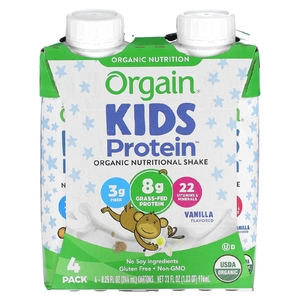 Orgain, Kids Protein, органический питательный коктейль, ваниль, 4 пакетика, по 244 мл (8,25 жидк. унц.)