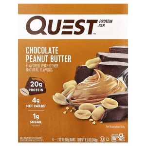 Quest Nutrition, Protein Bar, шоколадно-арахисовая паста, 4 батончика, 60 г (2,12 унции)