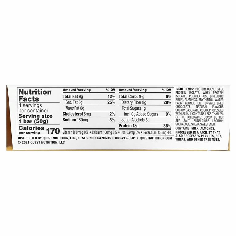 Quest Nutrition, протеиновый батончик, печенье с шоколадной крошкой в глазури, 4 шт. по 50 г (1,76 унции)