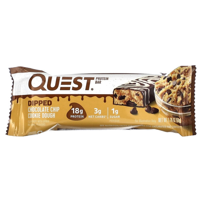 Quest Nutrition, протеиновый батончик, печенье с шоколадной крошкой в глазури, 4 шт. по 50 г (1,76 унции)