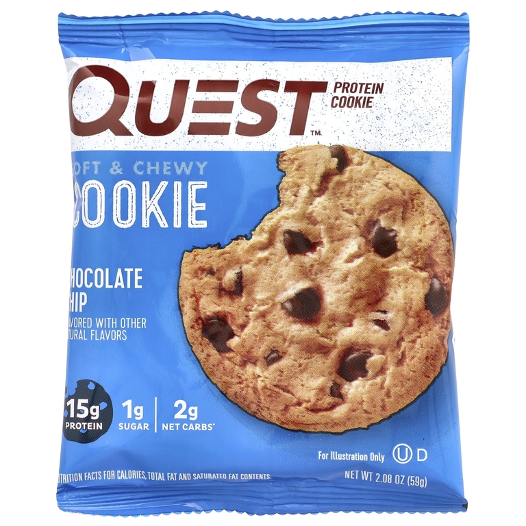 Quest Nutrition, Протеиновое печенье, шоколадная крошка, 4 пакетика, 59 г (2,08 унции)