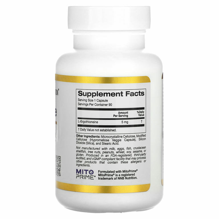 California Gold Nutrition, эрготионеин, 5 мг, 90 растительных капсул