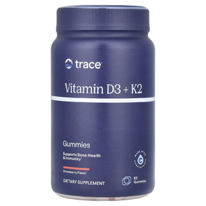 Trace Minerals ®, Жевательные мармеладки с витамином D3 и K2, с клубникой, 60 жевательных таблеток