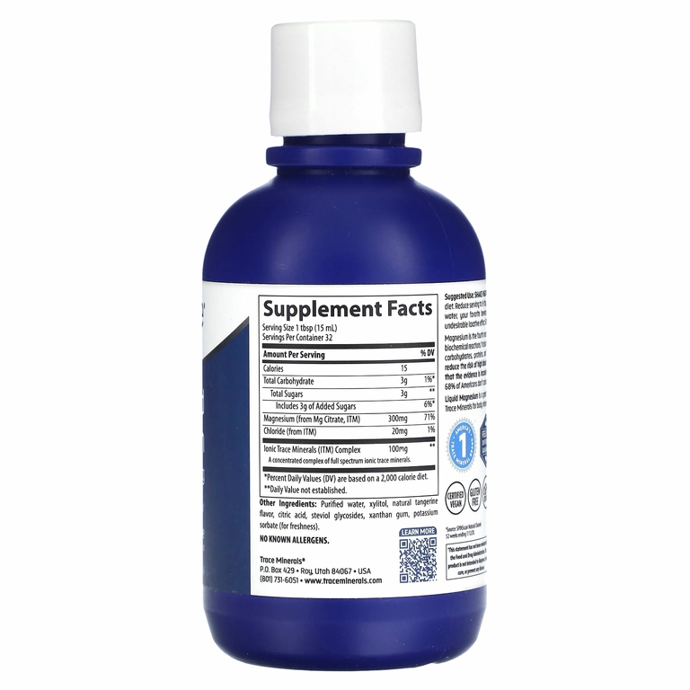 Trace Minerals ®, Жидкий магний, мандарин, 300 мг, 473 мл (16 жидк. унц.)