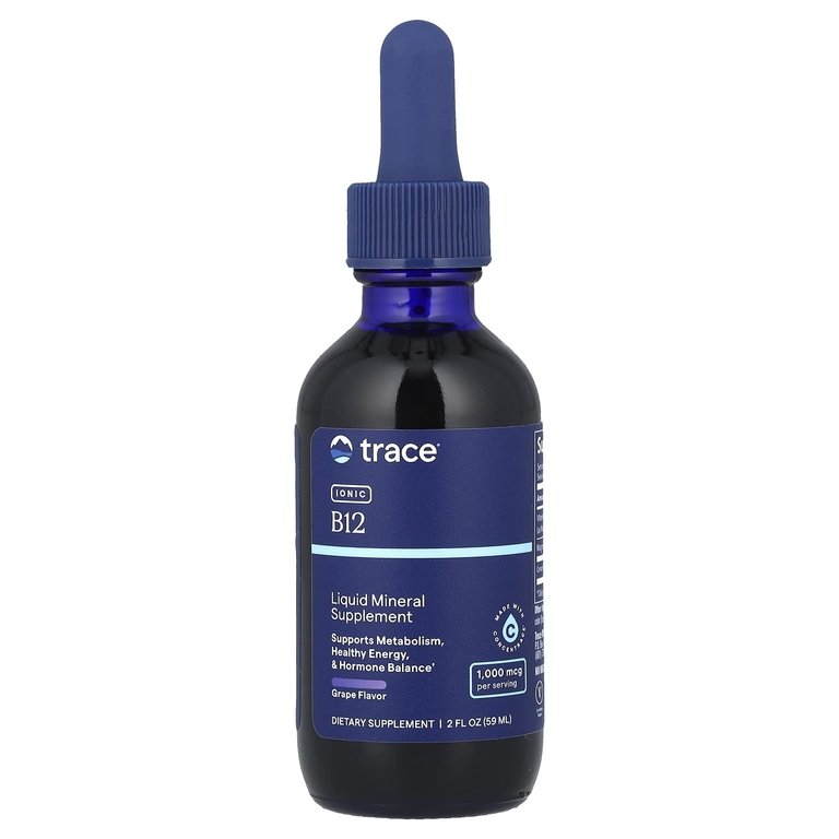 Trace Minerals ®, Ionic B12, натуральный виноград, 1000 мкг, 59 мл (2 жидк. унц.)