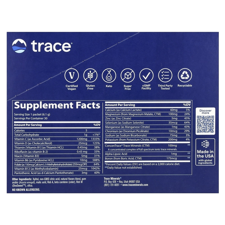 Trace, Power Pak, без сахара, апельсин и манго, 30 пакетиков по 6,1 г (0,22 унции)