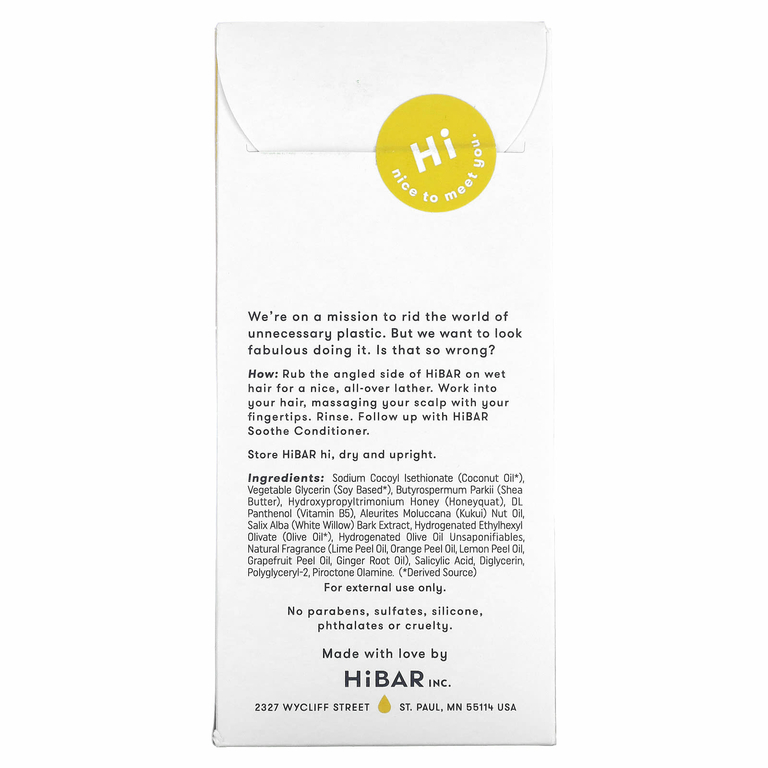 HiBAR, Solid Shampoo, Soothe, 1 шт., 90 г (3,2 унции) (Товар снят с продажи) 