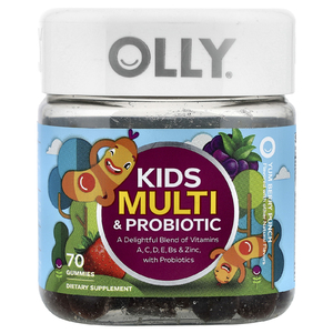 OLLY, детские жевательные мультивитамины и пробиотики, со вкусом ягодного пунша, 70 жевательных таблеток