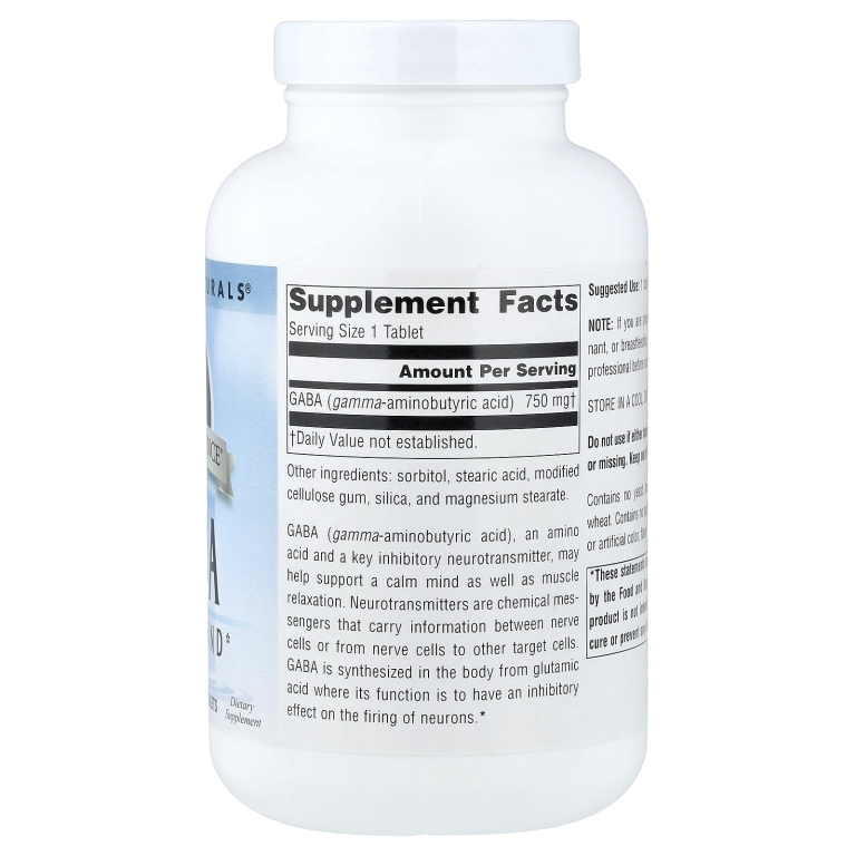 Source Naturals, гамма-аминомасляная кислота Serene Science®, 750 мг, 180 таблеток