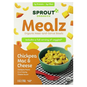 Sprout Organics, Mealz, органические миски для разогревания и подачи, нутовые макароны и сыр, 170 г (6 унций) (Товар снят с продажи) 