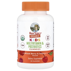 MaryRuth's, Organic, для детей, мультивитамины и жевательные таблетки от постбиотиков, смесь ягод и вишни, 60 жевательных таблеток