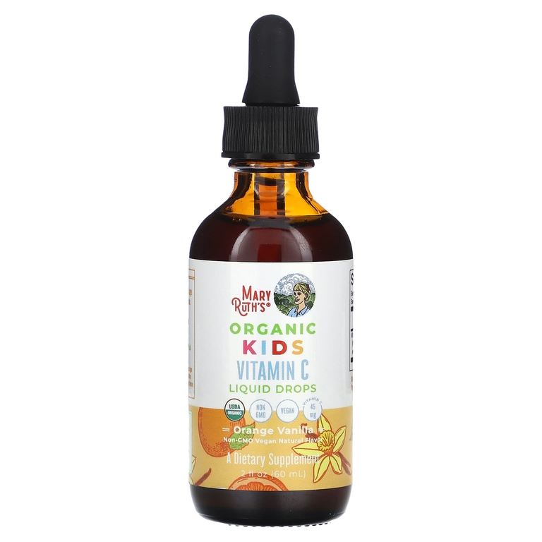 MaryRuth's, Organic, жидкие капли с витамином C для детей, для детей от 4 до 13 лет, с апельсином и ванилью, 60 мл (2 жидк. унц.)