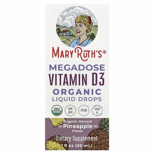 MaryRuth's, Мегадоза органического витамина D3, ананас, жидкий жидкий капель, 1 жидк. унция (30 мл)