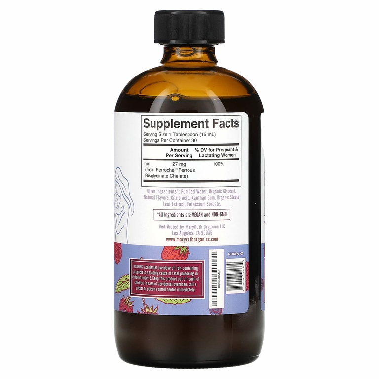 MaryRuth's, Vegan Liquid Iron, пренатальный и послеродовой, ягодный, 450 мл (15,22 жидк. унц.)