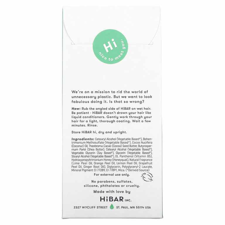 HiBAR, Твердый кондиционер, средство для ухода, 1 шт., 76 г (2,7 унции) (Товар снят с продажи) 
