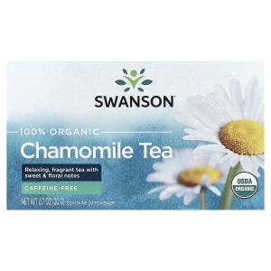 Swanson Vitamins, 100% органический ромашковый чай, без кофеина, 20 чайных пакетиков, 20 г (0,7 унции) (Товар снят с продажи) 