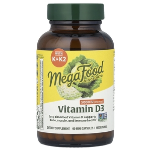 MegaFood, Витамин D3, 125 мкг (5000 МЕ), 60 капсул