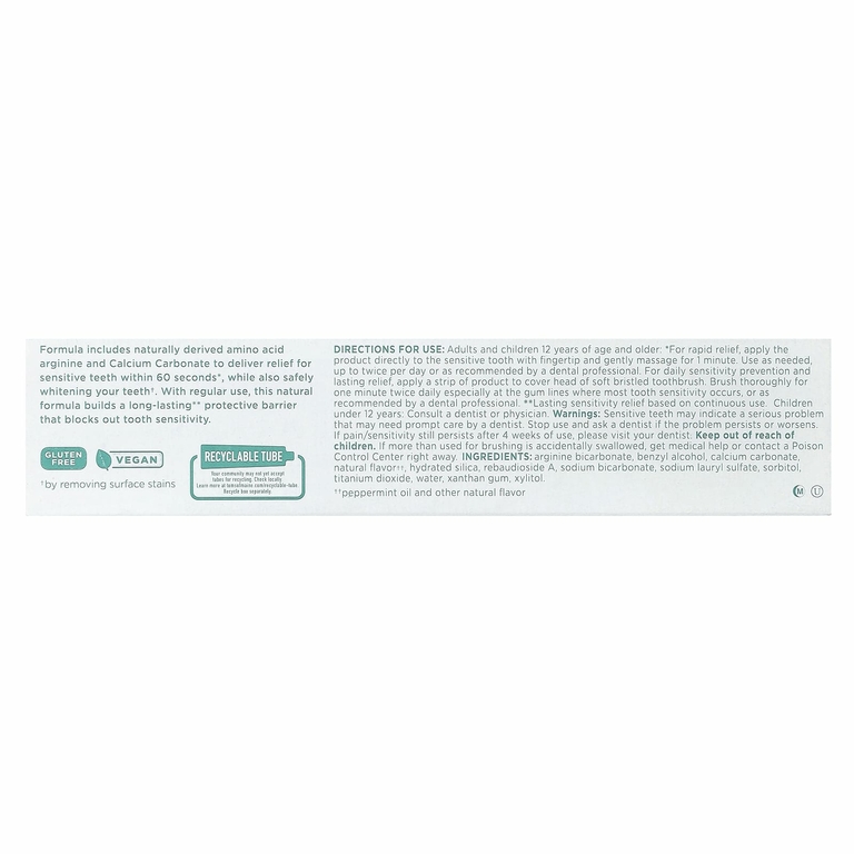Tom's of Maine, Sensitive + Whitening, зубная паста для чувствительных зубов, без фтора, успокаивающая мята, 113 г (4 унции)
