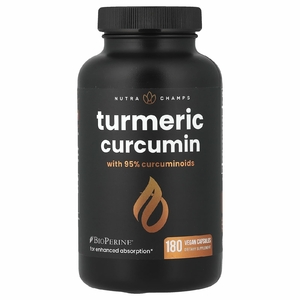 NutraChamps, куркумин из куркумы, 180 веганских капсул